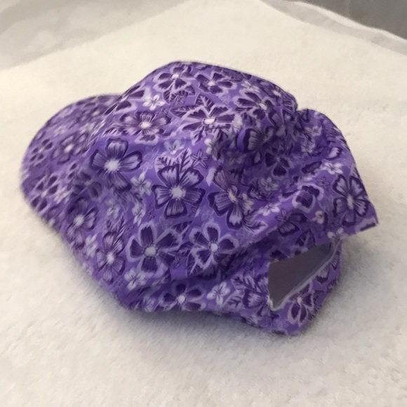 Girl's Adjustable Purple Floral Designer Hat - Picture 9 of 11